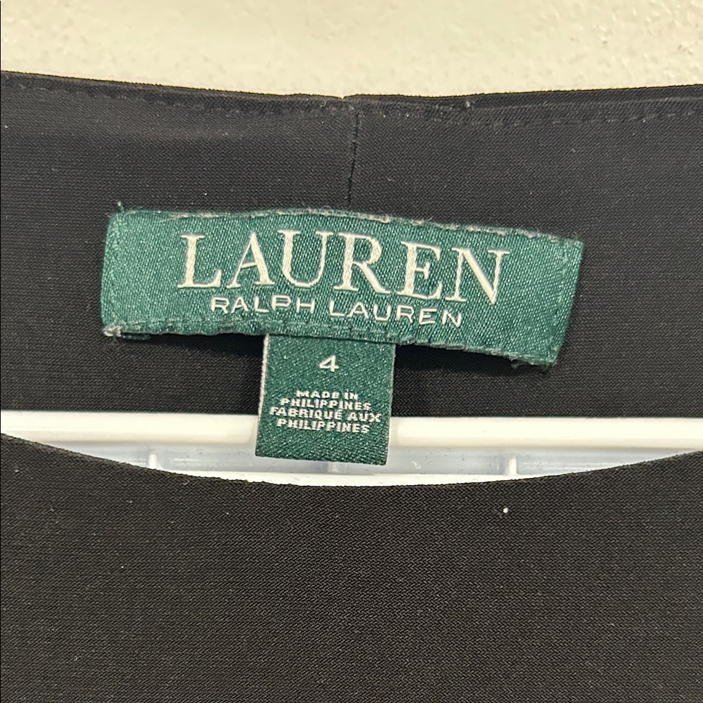 Lauren Ralph Lauren Black and Cream Long Sleeve Dress - Picture 2 of 11